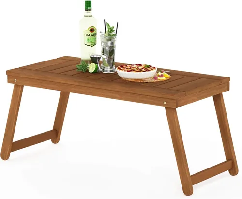Vista 9 de Furinno FG16504 Tioman - Mesa de café de patio de madera dura al aire libre con aceite de teca, 1 nivel, marrón