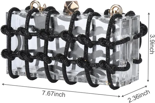 Vista 7 de ARTLUXE Bolso de mano acrílico con diamantes de imitación para boda y fiesta