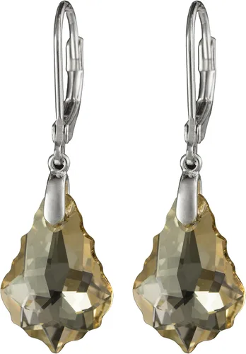 Vista 2 de Pendientes colgantes de plata de ley con cristales de elementos austriacos sombra dorada