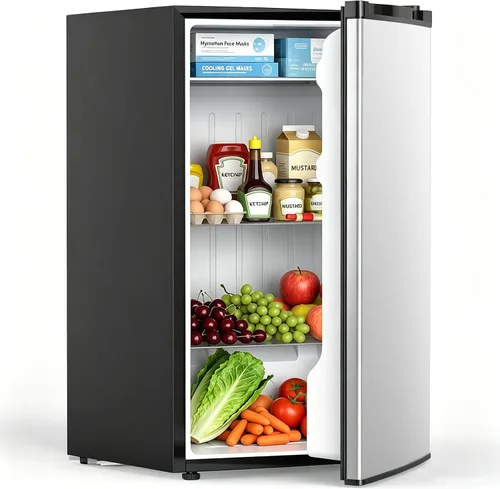 Vista 13 de COWSAR Mini refrigerador de 3.1 pies cúbicos, refrigerador compacto de tamaño dormitorio con puerta individual reversible, termostato ajustable Negro