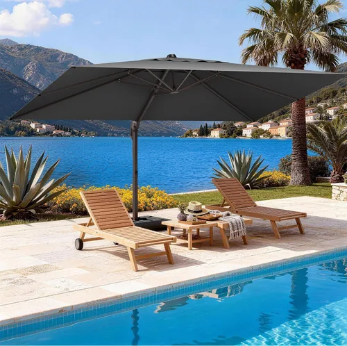 Vista 81 de Sombrilla de 10 x 13 pies para exteriores, sombrilla grande rectangular con viga voladiza, resistente, con rotación de 360°, sombrilla con Beige