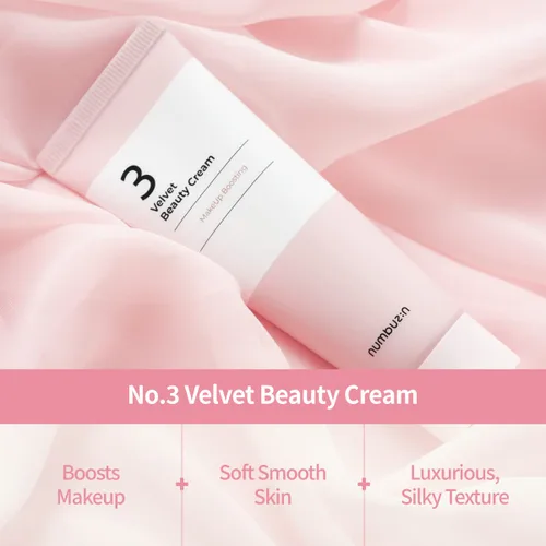 Vista 3 de numbuzin Crema No.3 Velvet Beauty Cream Hidratación, piel texturizada, sin poros, piel suave, preparación de maquillaje, imprimación