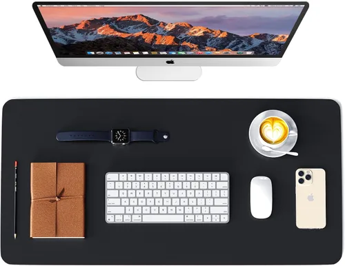 Vista 9 de WAYBER Protector de cuero para escritorio, alfombrilla de mouse impermeable, alfombrilla de escritorio de poliuretano, cubierta de escritorio