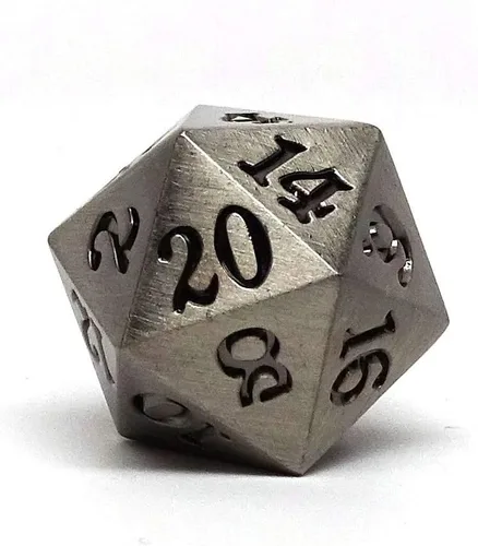 Vista 5 de Dados individuales de metal D20, diseño de metal legendario con fuente de firma (oro legendario)