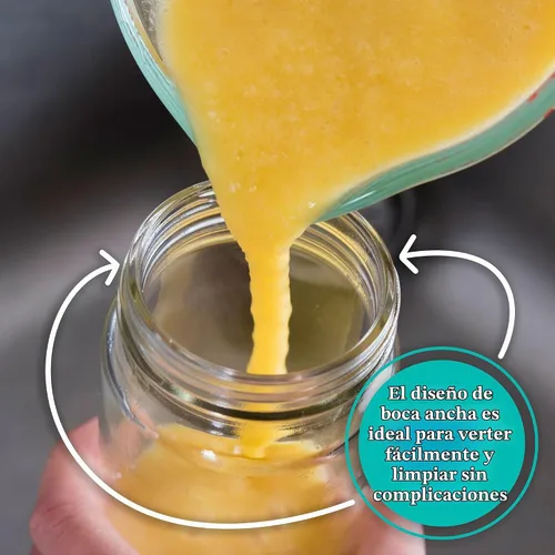 Vista 2 de All About Juicing Juego de 6 botellas de agua de vidrio transparente, boca ancha con tapas para jugos, batidos y bebidas, 16 onzas, duraderas Tapas