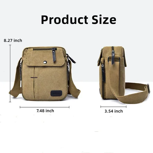Vista 3 de Bolso bandolera pequeño multiusos de lona para hombre, bolso cruzado casual, bolso de hombro cruzado, bolso organizador de viaje