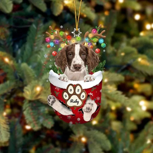 Vista 71 de Adornos personalizados de Pug cervatillo – Decoración personalizada para árbol de Navidad con patas de bolsillo de nieve