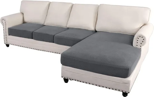Vista 64 de ADPON Fundas de sofá modular, funda de cojín para sofá o sillón en forma de L, funda separada para sofá seccional izquierdo o derecho (1 diván, gris)