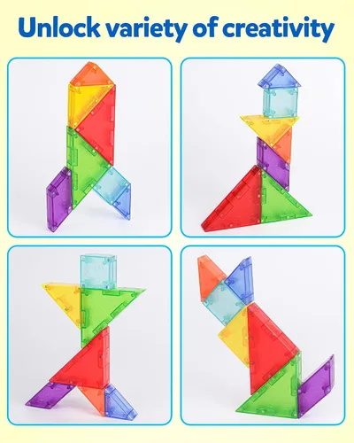 Vista 4 de Rompecabezas Tangram Magnético de Viaje Coogam con Bloques de Construcción 3D, Libros de Rompecabezas de Escritura en Forma de Patrón para Viajes