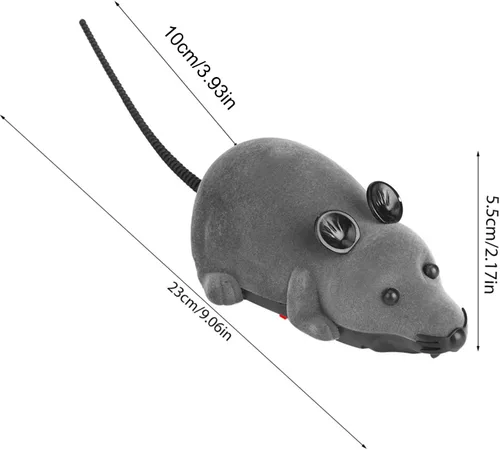 Vista 2 de Juguete de control remoto para gatos, juguete electrónico de rata para gatito, divertido simulación de persecución, juguetes de animales, regalo Gris