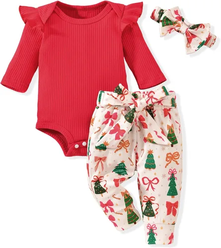 Vista 123 de Aalizzwell Conjunto de mameluco acanalado para bebé recién nacido prematuro para otoño e invierno