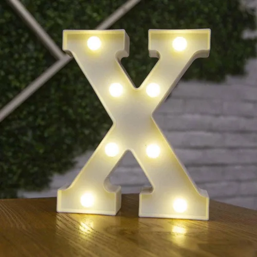 Vista 35 de anso Letras LED del alfabeto con números iluminados, letras de plástico blanco, decoración de pie de la A a la Z 0 ~ 9 (rosa corazón)