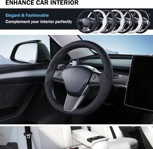Vista 5 de Funda para volante para Tesla Model 3 (2017-2023) / Modelo Y (2020-2024), antideslizante, agarre cómodo, transpirable, accesorios personalizados