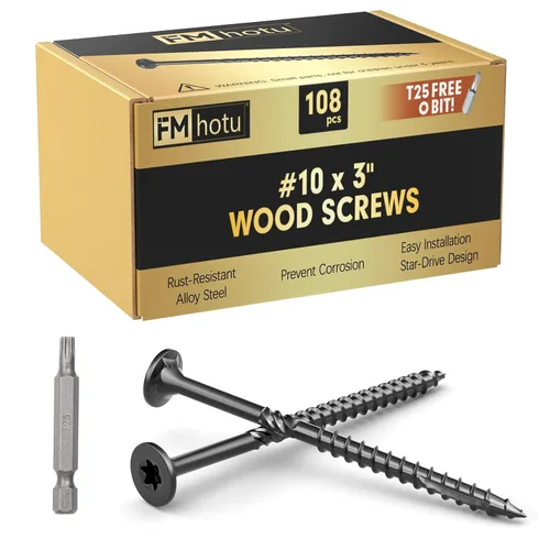 Vista 16 de #10 x 2-1/2" Tornillos para Terraza, 108 Piezas Tornillos para Madera con Cabeza Estrella, Tornillos para Madera Resistentes al Óxido para Negro