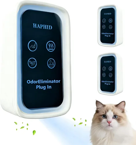 Vista 9 de Desodorizador de arena para gatos, purificador de aire de iones negativos enchufable para caja de arena, 99% de eliminación de olores, fuerte