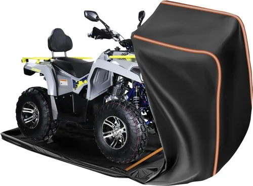 Vista 9 de Funda para motocicleta totalmente cerrada, impermeable, para almacenamiento en interiores y exteriores, resistente con tiras reflectantes, se adapta