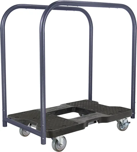 Vista 9 de Plataforma móvil Snap-Loc negra (EE.UU) con 1500 lb de capacidad, estructura de acero, ruedas de 4” y correa de sujeción opcional