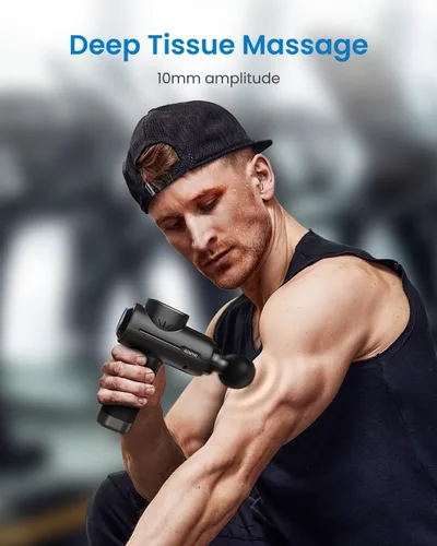 Vista 3 de RENPHO Active+ Pistola de masaje, cursos guiados controlados por aplicaciones, Bluetooth Negro mate