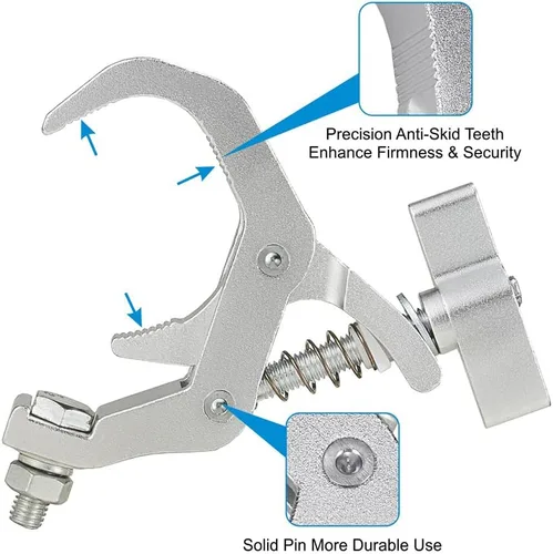 Vista 6 de Abrazadera Pro Truss de 1.57 a 2.36 pulgadas, paquete de 4 abrazaderas de iluminación Olaalite para escenario, resistentes, 330 libras, ajuste