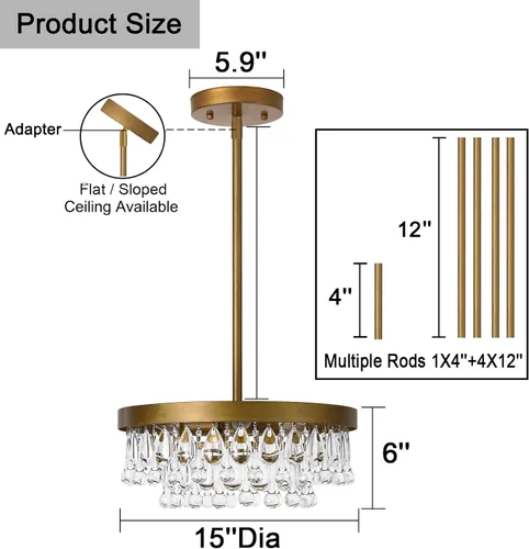 Vista 6 de SEOL - Lámparas de techo antiguas de oro con cristal, redondas, grandes, colgantes, lámpara de techo para comedor, recámara, sala de estar, 3 luces