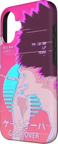 Vista 2 de Funda retro para iPhone 16 Vaporwave Aesthetic Emo Anime Boy Sad Game Over Lofi