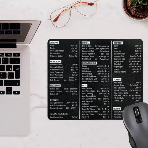 Vista 8 de Monilee - Alfombrilla para mouse con estampado negro sólido, calidad premium, para uso diario Increase your productivity: Our Excel Shortcuts
