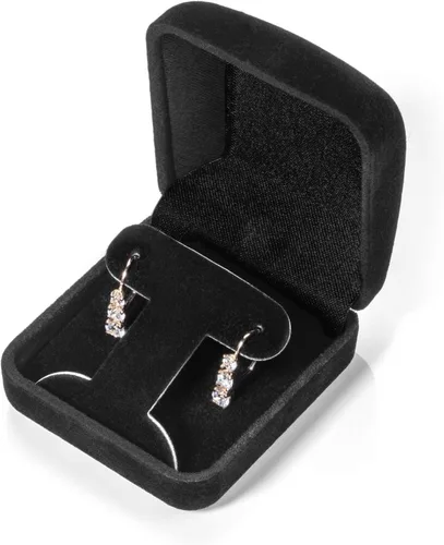 Vista 6 de 14K Solid Gold Earrings Round Cut Leverback 3-Stone "Trilogy" Cubic Zirconia Basket Setting 2.0 CTW, Diamond Equivalent With Gift Box