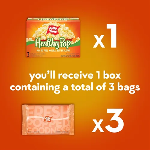 Vista 4 de Jolly Time Healthy Pop Buttery - Palomitas de maíz para microondas, bajas en grasa, sin gluten, sin OMG, bolsa para compartir de 3 onzas, 3 bolsas