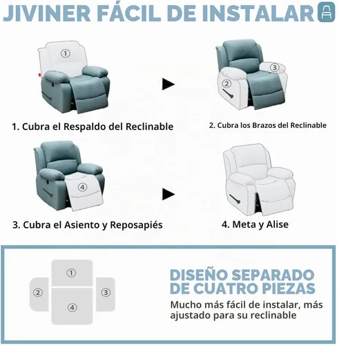 Vista 6 de JIVINER Fundas súper elásticas para sillas reclinables, de elastano, suave, con bolsillos, protector de muebles reclinables (reclinable, marrón)
