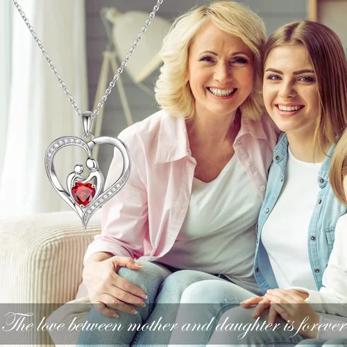 Vista 4 de Regalos para mamá e hija, collares de piedra de nacimiento, plata de ley 925, joyería para mujeres, regalos del día de la madre, regalos para mamá