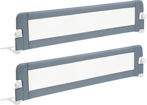 Vista 11 de BABY JOY - Barandillas de cama para niños pequeños, extralargas, protector de cama de seguridad abatible para cuna convertible, barandilla plegable