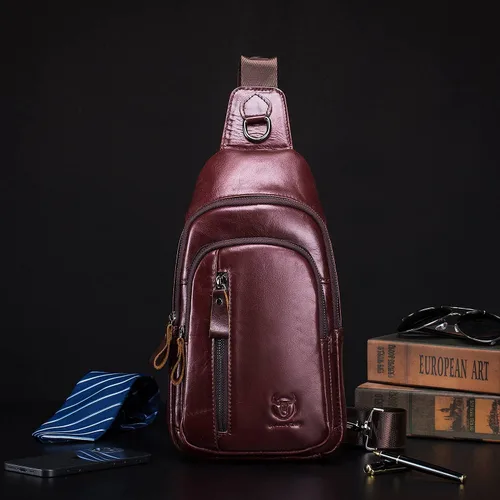 Vista 6 de Bolso bandolera de piel auténtica, informal, para viajes, senderismo, hombro, mochila vintage para hombres y mujeres