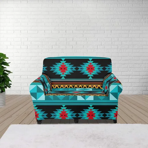 Vista 35 de Funda de sofá de Seater, estilo bohemio, antiarañazos, diseño tribal navajo, nativo americano, diseño tribal, funda de sofá, lavable, elástica