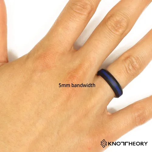 Vista 6 de Knot Theory Thin Line Silicone Ring for Men Women - 8mm Wedding Band Azul