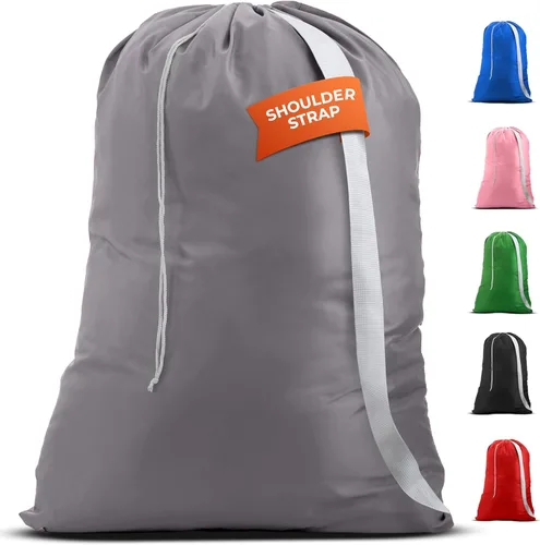 Vista 8 de Bolsa de lavandería Handy Laundry con correa de hombro - Cierre de cordón con bloqueo, material duradero, gran capacidad, costuras resistentes
