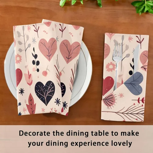 Vista 7 de Burbuja Juego de 6 servilletas de tela de corazón de San Valentín, 20 x 20 pulgadas, lavables, decorativas, para cenas familiares, bodas, fiestas
