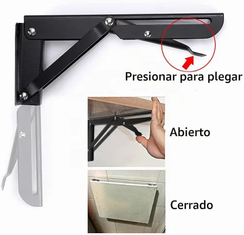 Vista 4 de Sumnacon - Soportes plegables resistentes, soportes de estante de metal negro de alta resistencia para mesa y banco, escuadra triangular de 8