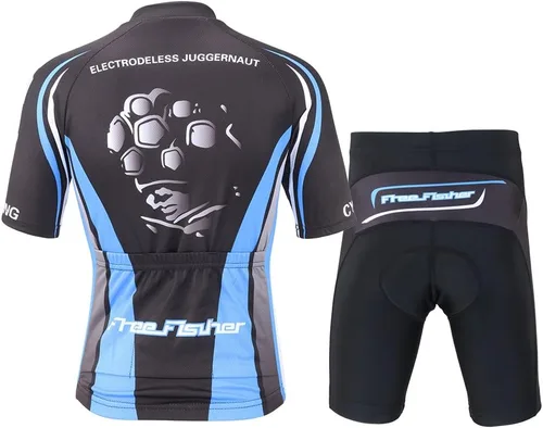 Vista 8 de Camiseta de ciclismo para niños, manga corta, diseño de caricatura de FISHER FREE