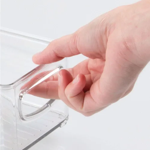 Vista 5 de mDesign Contenedores pequeños de plástico para almacenamiento de baño con asas para organización en armario, armario, tocador o estante de armario