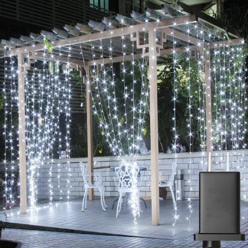 Vista 10 de Solhice Cortina de luces LED para exteriores, 12 x 10 pies, 360 luces LED para colgar en interiores y dormitorios, luz de fondo para decoración
