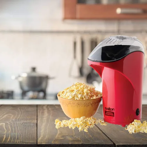 Vista 3 de Salton Cinema Hot Air Popper Popcorn Maker - Palomitas de maíz bajas en calorías sin aceite con taza adicional para medir granos y derretir