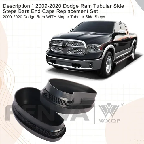 Vista 9 de Juego de tapas ovaladas para estribos laterales tubulares, juego de tapas de repuesto para Dodge Ram 2009-2020 con escalones laterales tubulares