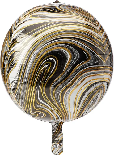 Vista 2 de Anagram - Globo de papel de aluminio Orbz-Black Marblez de 16 pulgadas, multicolor