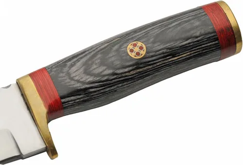 Vista 4 de SZCO - Cuchillo de caza de espiga completa de 7.25 pulgadas, cuchillo de bolsillo negro con hoja de acero inoxidable, mango de madera y funda