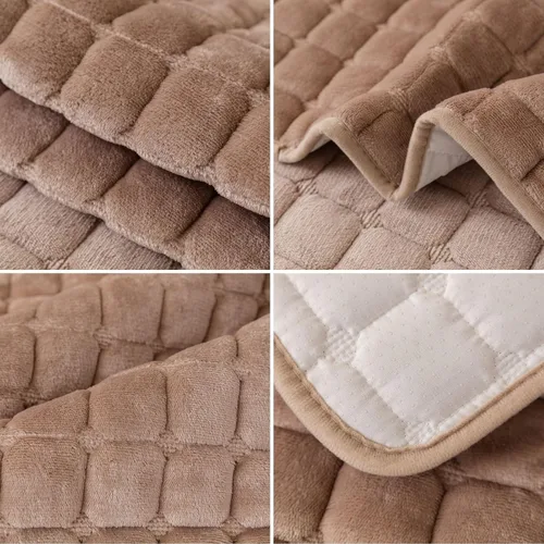 Vista 7 de Funda de sofá de franela mullida para perros, lavable y antideslizante, funda de sofá modular para mascotas para sofá de 3 cojines, respaldo