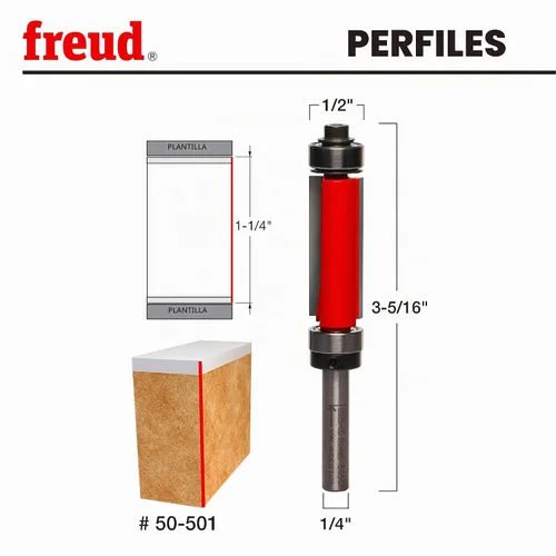 Vista 3 de Freud Broca de enrutador de rodamiento superior e inferior de 1/2 pulgada con carburo de alta densidad Tico para un máximo rendimiento, ideal