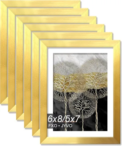 Vista 10 de Fxojyvo Marco de Fotos de 4x6, Muestra Foto de 3.5x5 con Paspartú o 4 x 6 Sin Paspartú, Liviano y de Alta Transparencia Marco de 4 por 6 para Pared
