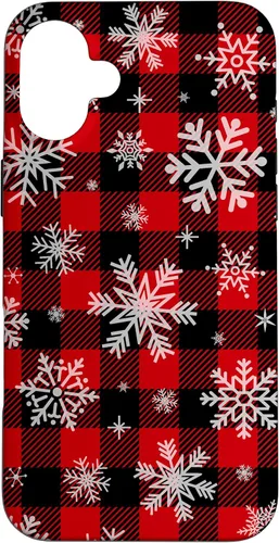 Vista 23 de Snowflakes Snow Snowing Christmas Winter Red Black Plaid Case for iPhone 17