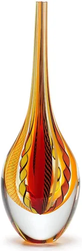 Vista 14 de Ca D Oro - Florero de cristal con bastones azules y verdes, soplado a mano, estilo Murano, modelo bajo