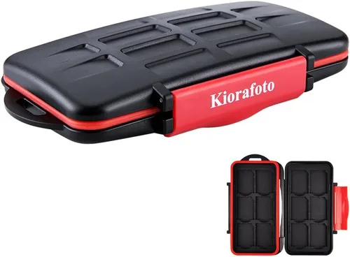 Vista 9 de Kiorafoto Estuche Porta Tarjetas SD SDHC SDXC de 12 Ranuras Profesional, Resistente al Agua, Anti-Shock, Protector de Almacenamiento de Tarjetas
